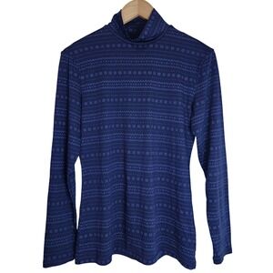 32 Degrees Heat Top Women's Large‎ Long Sleeve Turtleneck Snowflake Blue